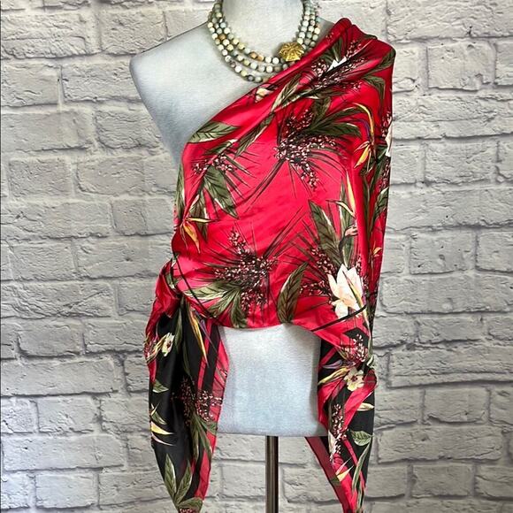 Vince Camuto Hawaiian Bird of Paradise Pink Scarf - Picture 1 of 6